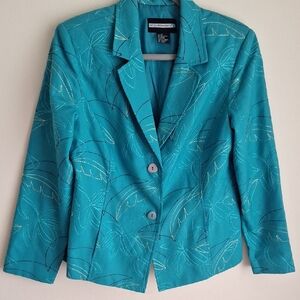 Requirements Teal Embroidered Blazer